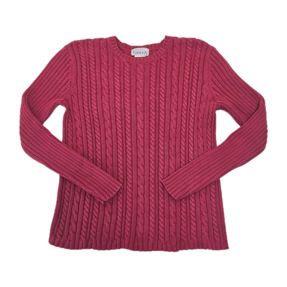 Basic Editions Sweaters - Vintage Womens Cable-Knit Red Sweater 100% Cotton Preppy Sz Large